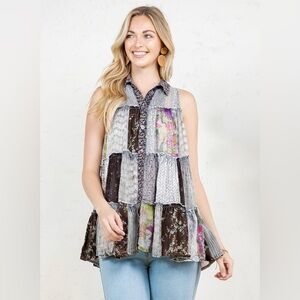 Boho Patchwork Sleeveless Top